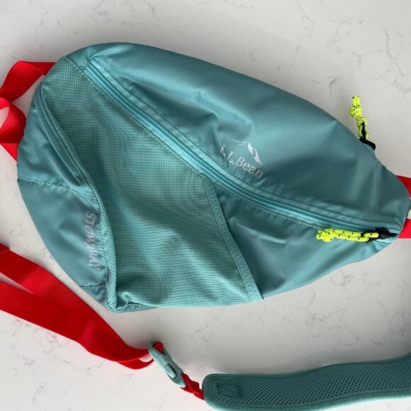 L.L.Bean Stowaway Sling Pack Polyester Zip Bag Soft Juniper Red Strap Sz OS NWOT - Picture 3 of 14